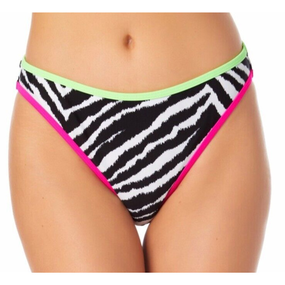 California Waves Womans Large Animal Hipster Bikini Swim Bottom Pink Green NWT - Picture 1 of 9